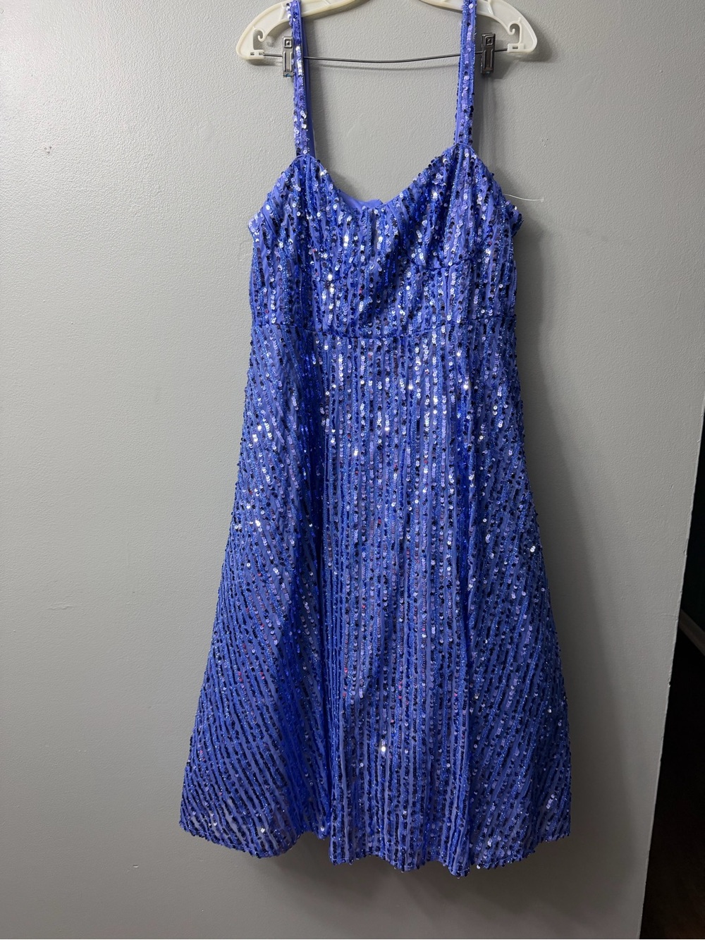 Eloquii Bustier Flare Sequin Dress Purple Sequin Midi Dress - Women 18 NWT - Picture 3 of 9